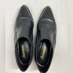 Ellemenno Club black leather western slip on shoes 7M